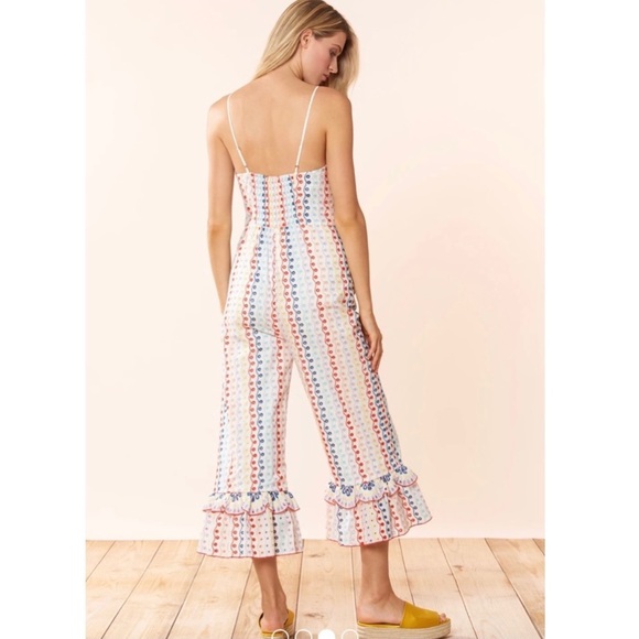 Red‎ Carter Anthropologie Bailey Eyelet 100% Cotton Capri Jumpsuit Size S - Picture 2 of 6